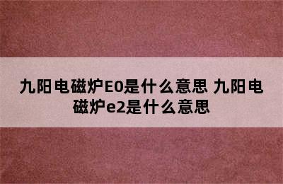 九阳电磁炉E0是什么意思 九阳电磁炉e2是什么意思